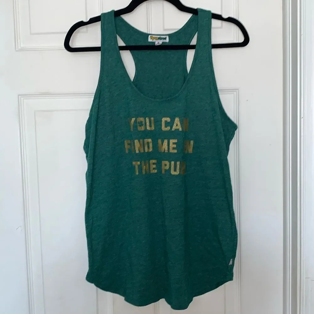 Tipsy Elves You Can Find Me in the Pub Tank Green Size L